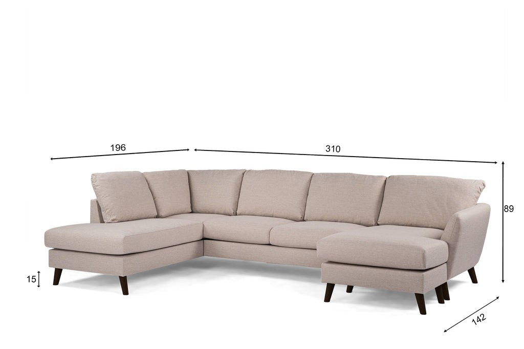 3 seater corner left CL, fabric Inari 22, I460 beige, black leg