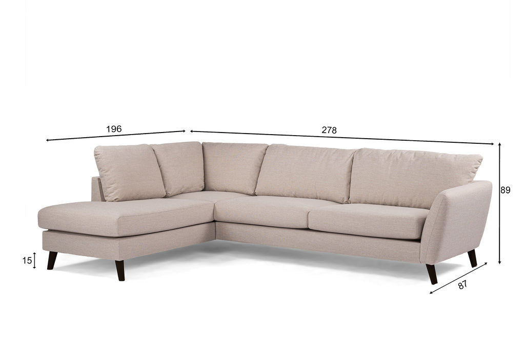 3 seater corner left, fabric Inari 22, I460 beige, black leg