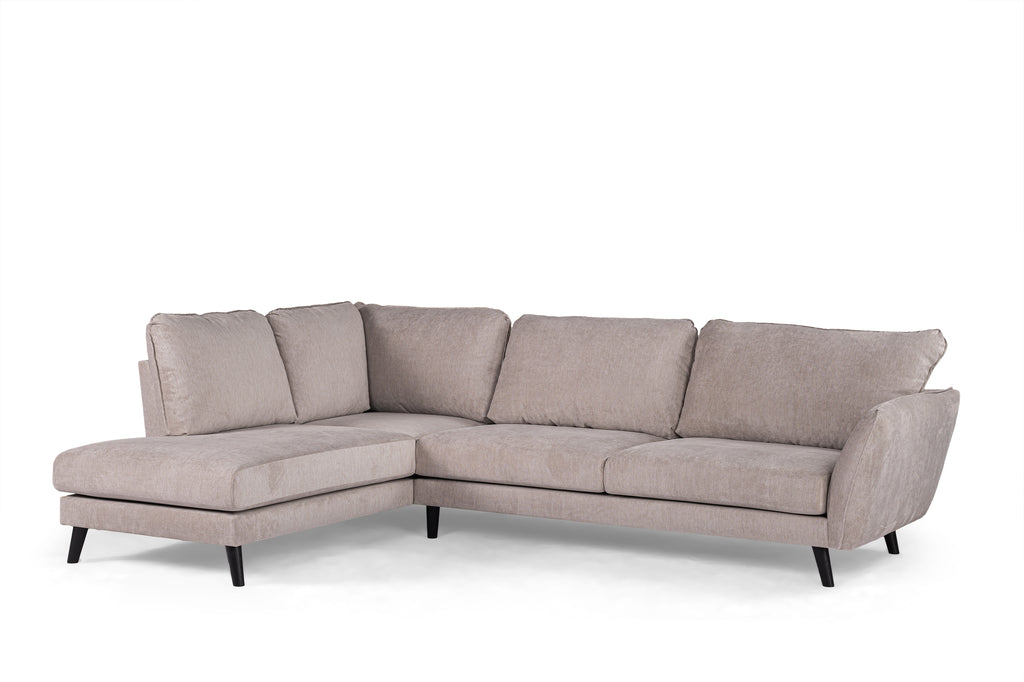 3 seater corner left, fabric Orinoco 23, K460 beige, black leg