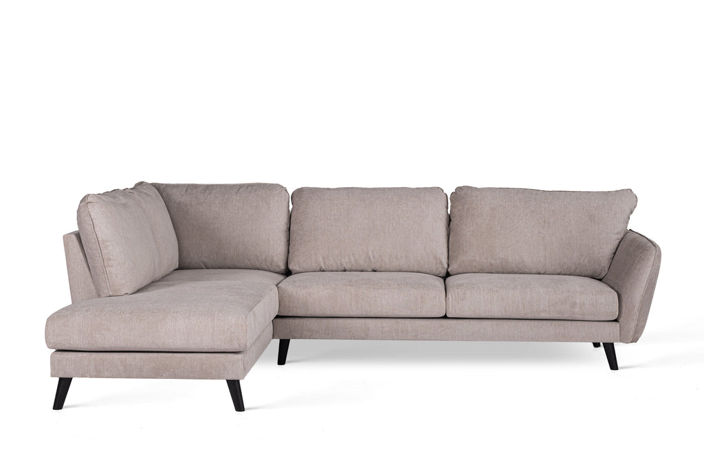 3 seater corner left, fabric Orinoco 23, K460 beige, black leg