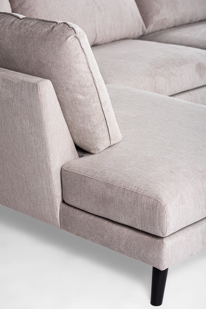 3 seater corner left, fabric Orinoco 23, K460 beige, black leg