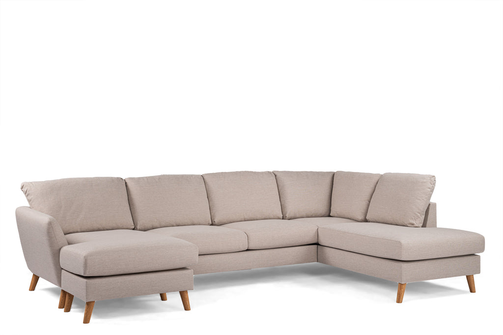 3 seater corner right CL, fabric Inari 22, I460 beige, oak leg