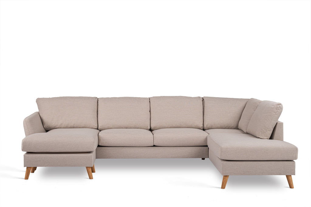 3 seater corner right CL, fabric Inari 22, I460 beige, oak leg