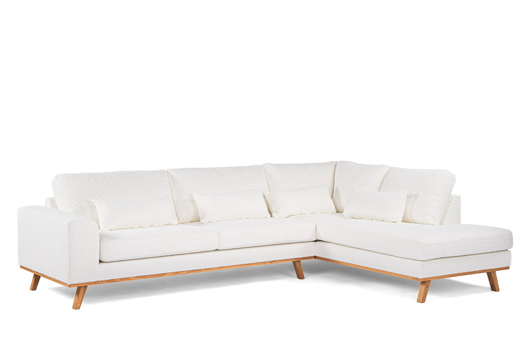 3 seater corner right, fabric Abriamo 4, A920 naturel