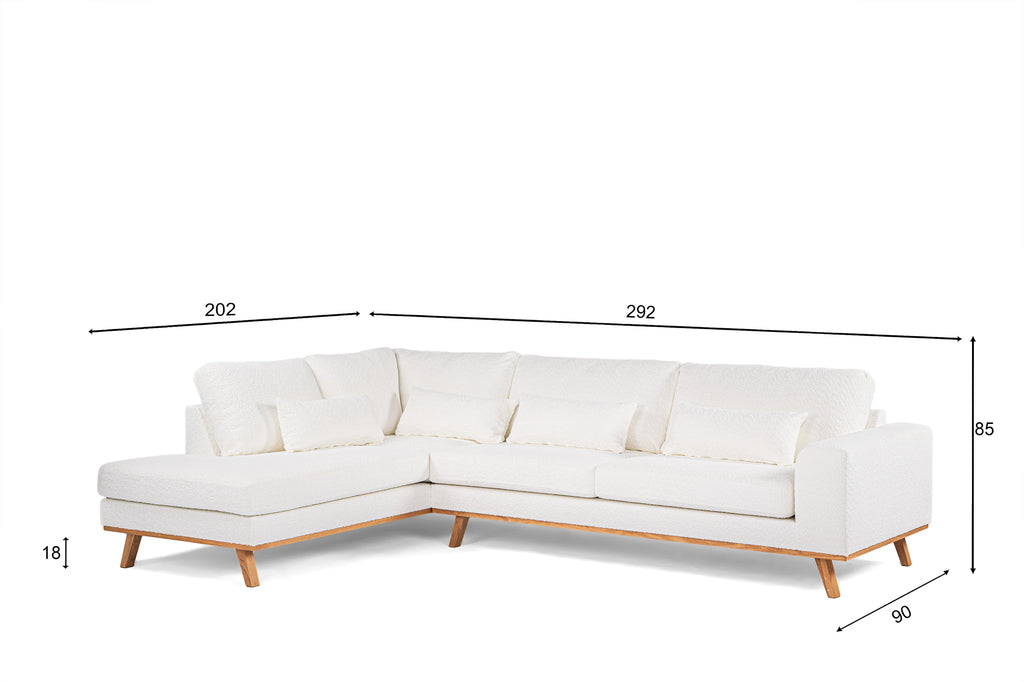 3 seater corner right, fabric Abriamo 4, A920 naturel