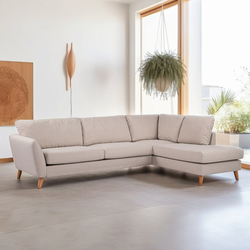 3 seater corner right, fabric Inari 22, I460 beige, oak leg