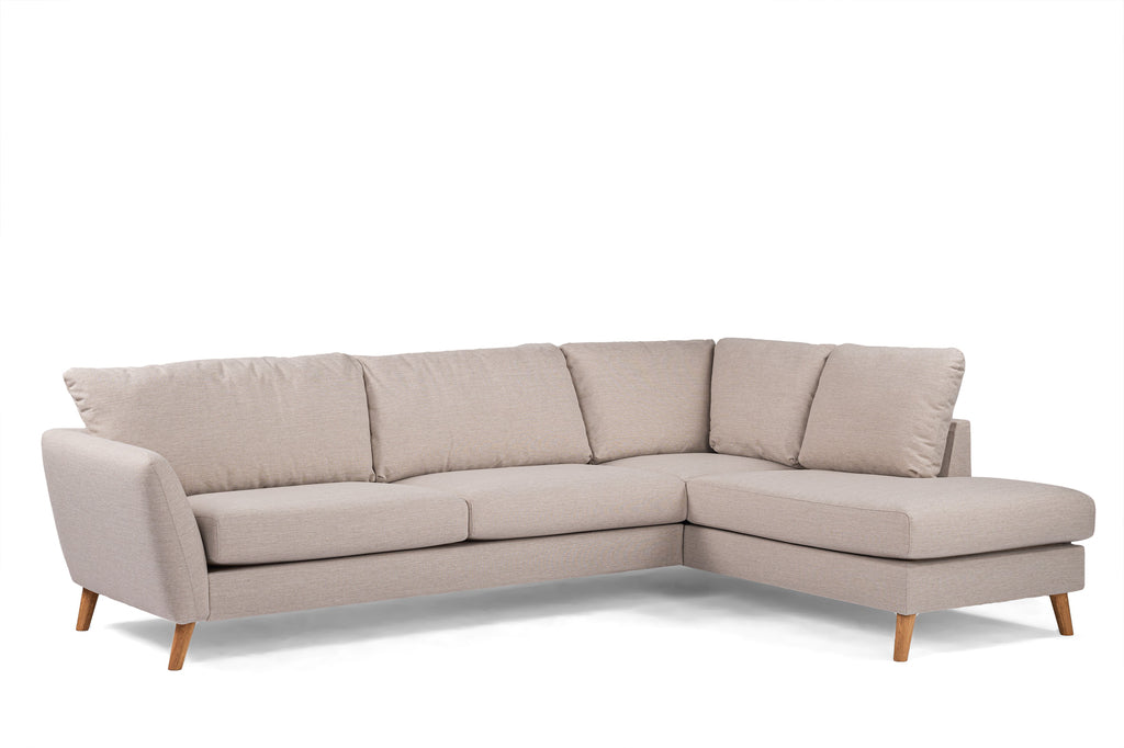 3 seater corner right, fabric Inari 22, I460 beige, oak leg
