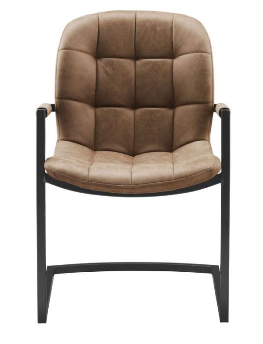 Armstoel Savannah zwart - Stof Soft Cognac