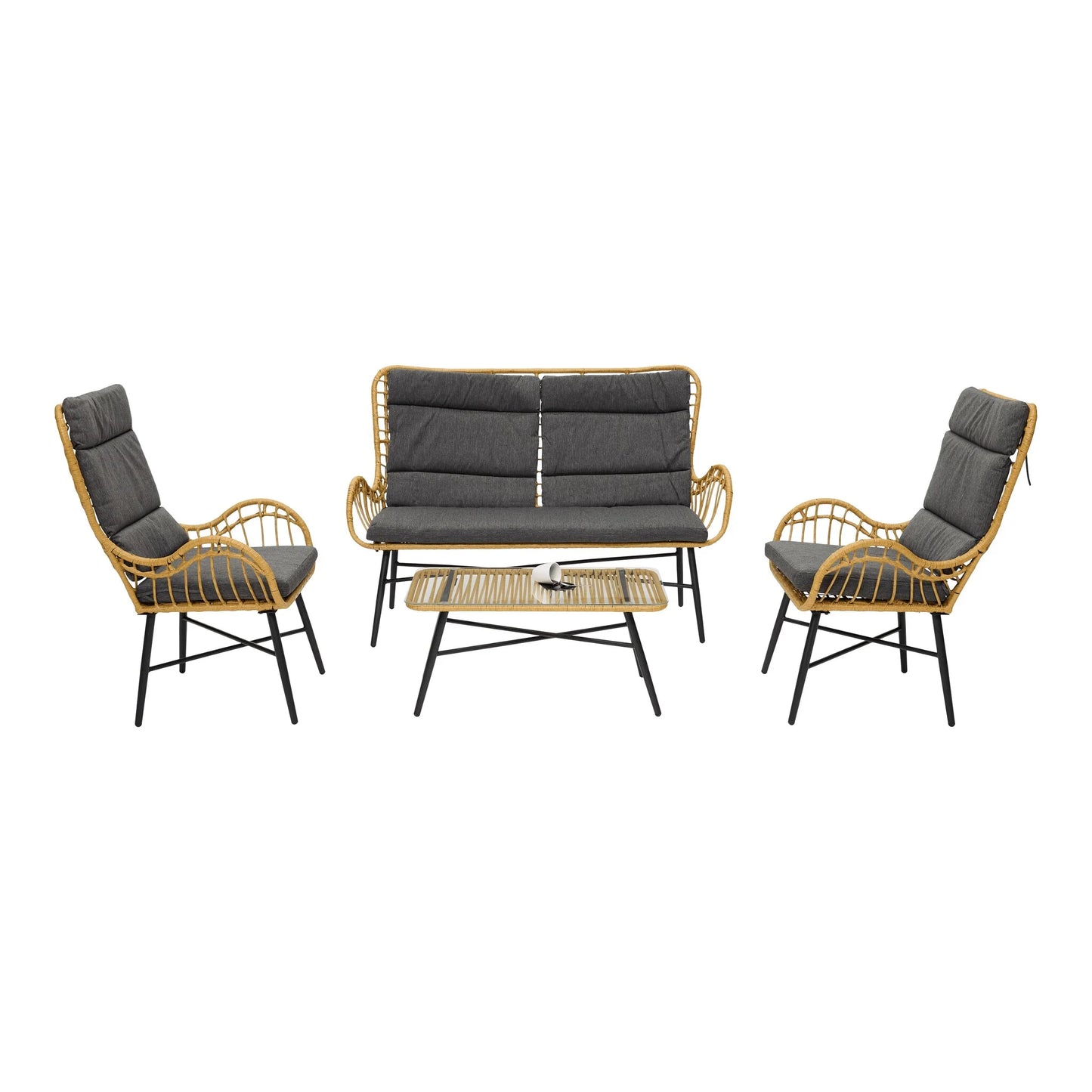The Outsider Milou Stoel-Bank Loungeset Wicker Grijs