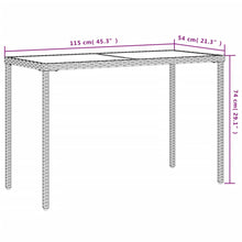 Tuintafel Met Glazen Blad 115X54X74 Cm Poly Rattan