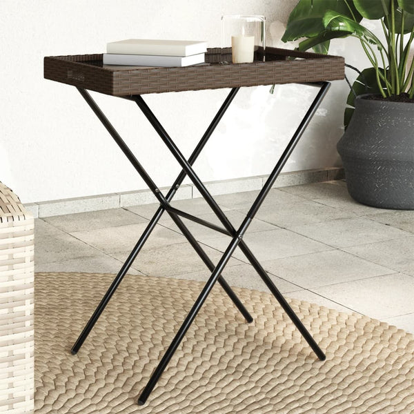 Dienbladtafel Inklapbaar 65X40X75 Cm Poly Rattan