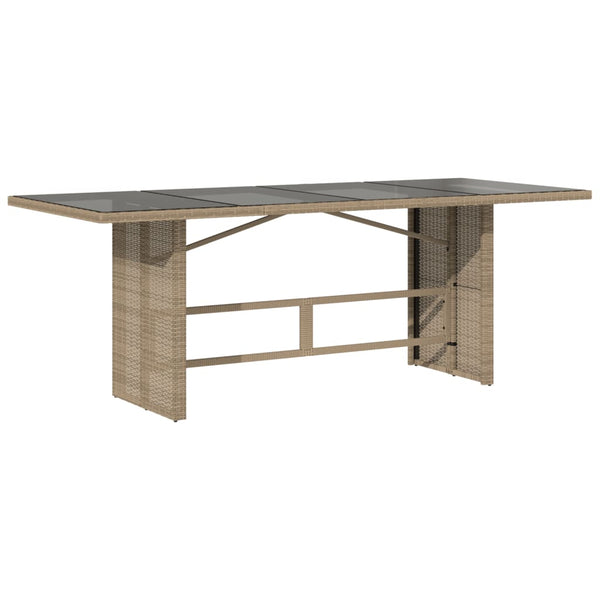 Tuintafel Met Glazen Blad 190X80X74 Cm Poly Rattan