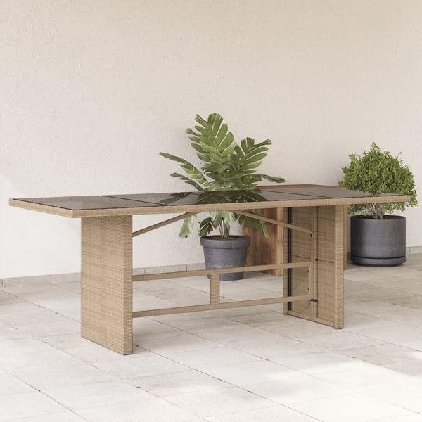 Tuintafel Met Glazen Blad 190X80X74 Cm Poly Rattan