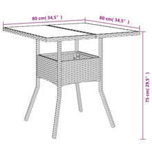 Tuintafel Met Glazen Blad 80X80X75 Cm Poly Rattan