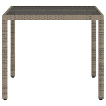 Tuintafel Met Glazen Blad 90X90X75 Cm Poly Rattan Grijs