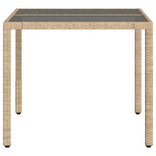 Tuintafel Met Glazen Blad 90X90X75 Cm Poly Rattan Beige