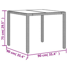 Tuintafel Met Glazen Blad 90X90X75 Cm Poly Rattan Beige