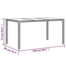 Tuintafel Met Glazen Blad 150X90X75 Cm Poly Rattan Zwart