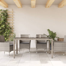 Tuintafel Met Glazen Blad 150X90X75 Cm Poly Rattan Grijs