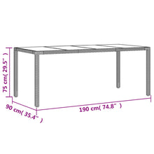 Tuintafel Met Glazen Blad 190X90X75 Cm Poly Rattan Grijs