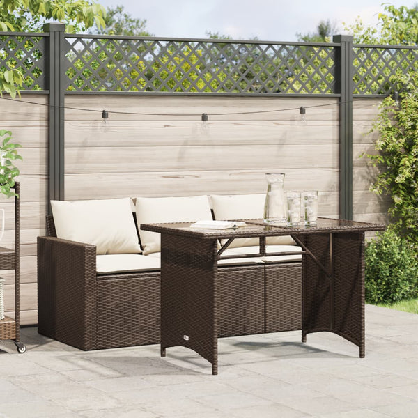 2-Delige Tuinset Met Kussens Poly Rattan Bruin