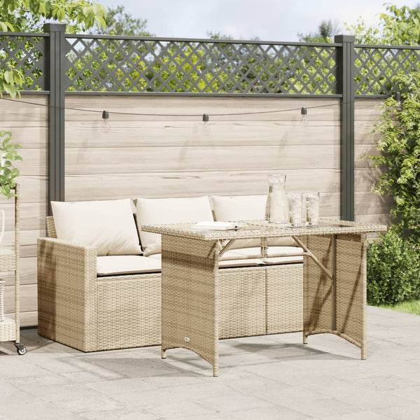 2-Delige Tuinset Met Kussens Poly Rattan Beige