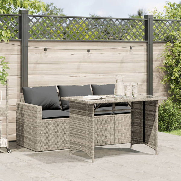 2-Delige Tuinset Met Kussens Poly Rattan Lichtgrijs