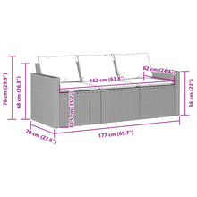 Tuinbank 3-Zits Met Kussens Poly Rattan Zwart