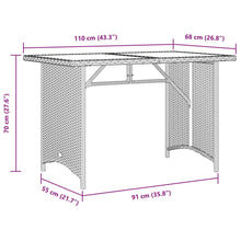 Tuintafel Met Glazen Blad 110X68X70 Cm Poly Rattan Zwart