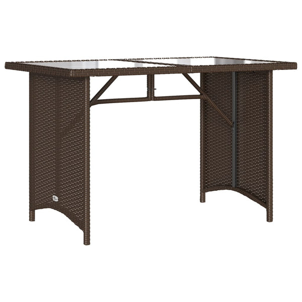 Tuintafel Met Glazen Blad 110X68X70 Cm Poly Rattan Bruin