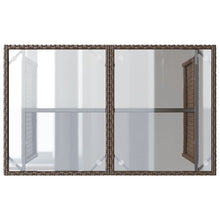 Tuintafel Met Glazen Blad 110X68X70 Cm Poly Rattan Bruin