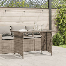 Tuintafel Met Glazen Blad 110X68X70 Cm Poly Rattan Grijs