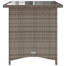 Tuintafel Met Glazen Blad 110X68X70 Cm Poly Rattan Grijs