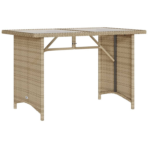 Tuintafel Met Glazen Blad 110X68X70 Cm Poly Rattan Beige