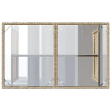 Tuintafel Met Glazen Blad 110X68X70 Cm Poly Rattan Beige