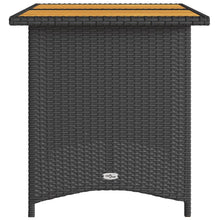 Tuintafel Met Houten Blad 110X68X70 Cm Poly Rattan Zwart