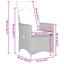 Tuinstoelen 2 St Verstelbaar Met Kussens Poly Rattan Zwart