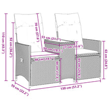 Tuinbank 2-Zits Verstelbaar Met Tafel Poly Rattan Zwart