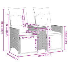 Tuinbank 2-Zits Verstelbaar Met Tafel Poly Rattan Zwart