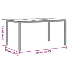 Tuintafel Met Glazen Blad Poly Rattan