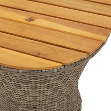 Tuinbijzettafel Trommelvormig Poly Rattan En Massief Hout