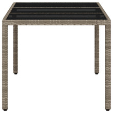 Tuintafel Met Glazen Blad 150X90X75 Cm Poly Rattan Lichtgrijs