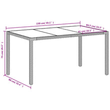 Tuintafel Met Glazen Blad 150X90X75 Cm Poly Rattan Wit