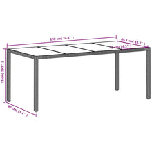 Tuintafel Met Glazen Blad 190X90X75 Cm Poly Rattan Lichtgrijs