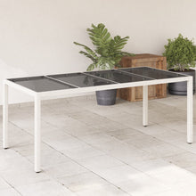 Tuintafel Met Glazen Blad 190X90X75 Cm Poly Rattan Wit