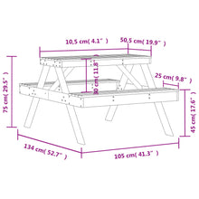 Picknicktafel 105X134X75 Cm Massief Grenenhout