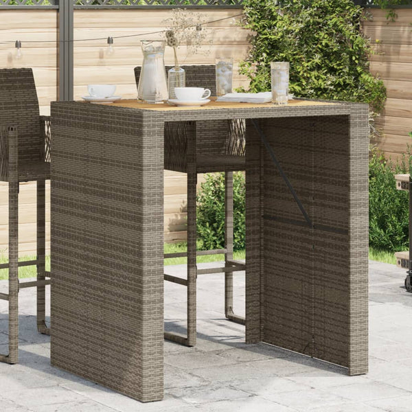 Tuintafel Met Acaciahouten Blad 105X80X110 Cm Poly Rattan Grijs