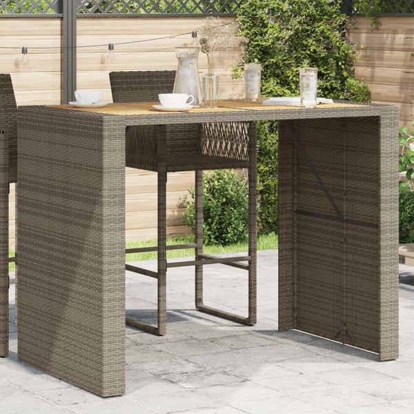 Tuintafel Met Acaciahouten Blad 145X80X110 Cm Poly Rattan Grijs