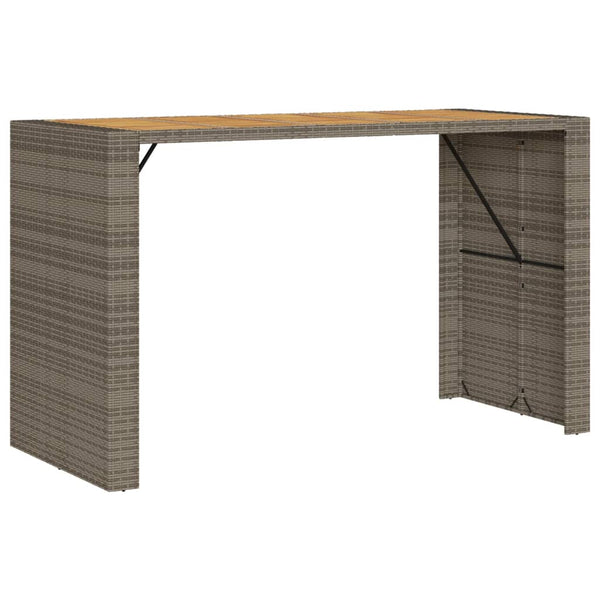 Tuintafel Met Acaciahouten Blad 185X80X110 Cm Poly Rattan Grijs