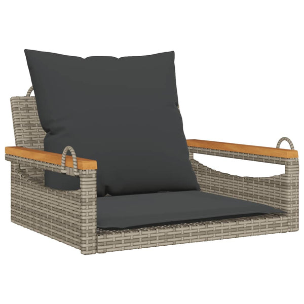 Schommelbank Met Kussens 63X62X40 Cm Poly Rattan Grijs